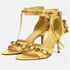 Women Punk Pumps Ankle Strap Open Toe Stiletto Heels Sandals With Buckle Summer Shoes - Yellow