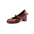 Women Mary Janes Pumps Round Toe Block Heels Pumps With Buckle Spring Shoes - Red