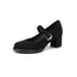 Women Mary Janes Pumps Round Toe Block Heels Pumps With Hook And Loop Spring Shoes - Black