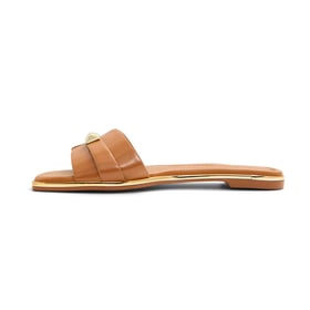 Women Flat Sandals Metal Open Square Toe Flat Heels Sandals Summer Shoes
