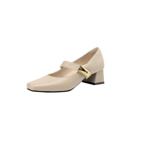 Women Heeled Pumps Metal Square Toe Chunky Heels Pumps Spring Shoes