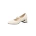 Women Heeled Pumps Pearl Square Toe Chunky Heels Pumps Spring Shoes - White