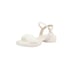 Women Heeled Sandals Wide Strap Open Toe Thick Heels Sandals With Buckle Summer Shoes - White