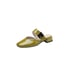 Women Heeled Mules Metal Buckle Wide Strap Rounde Toe Block Heels Sandals Slip On Summer Shoes - Green