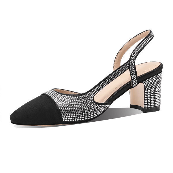 MiraAzzurra Shoes | 2 Tones Slingback Pumps 65 - Black Rhinestone