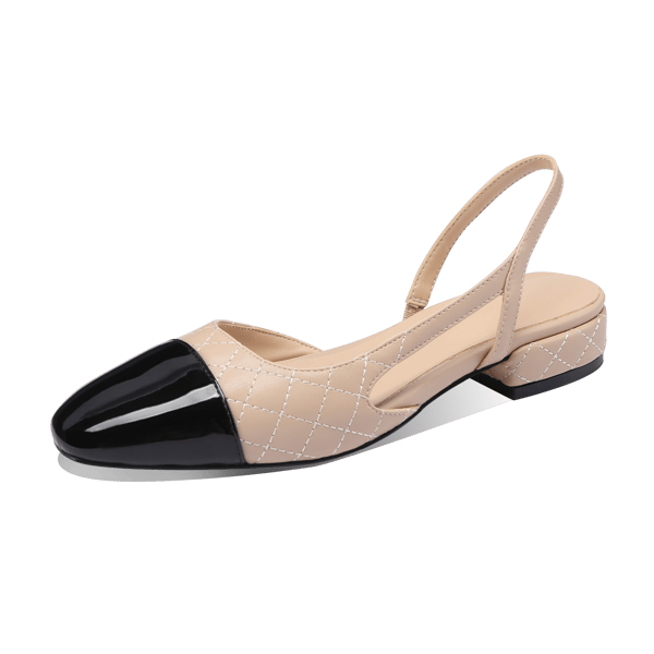 MiraAzzurra Shoes | 2 Tones Slingback Flat - Nude Checkered