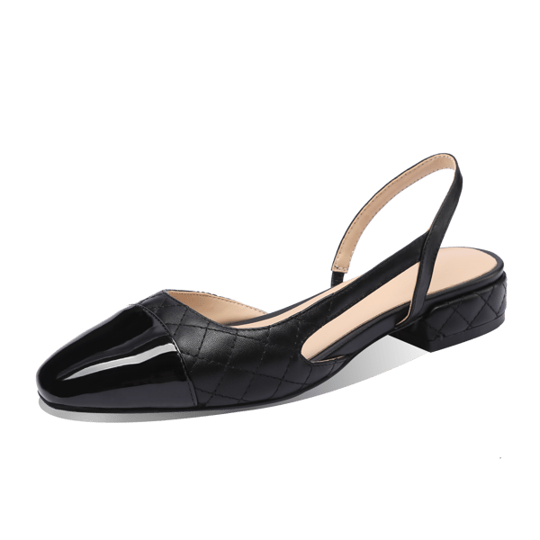 MiraAzzurra Shoes | 2 Tones Slingback Flat - Black Checkered