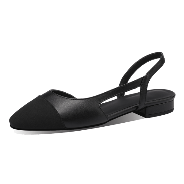 MiraAzzurra Shoes | 2 Tones Slingback Flat - Black