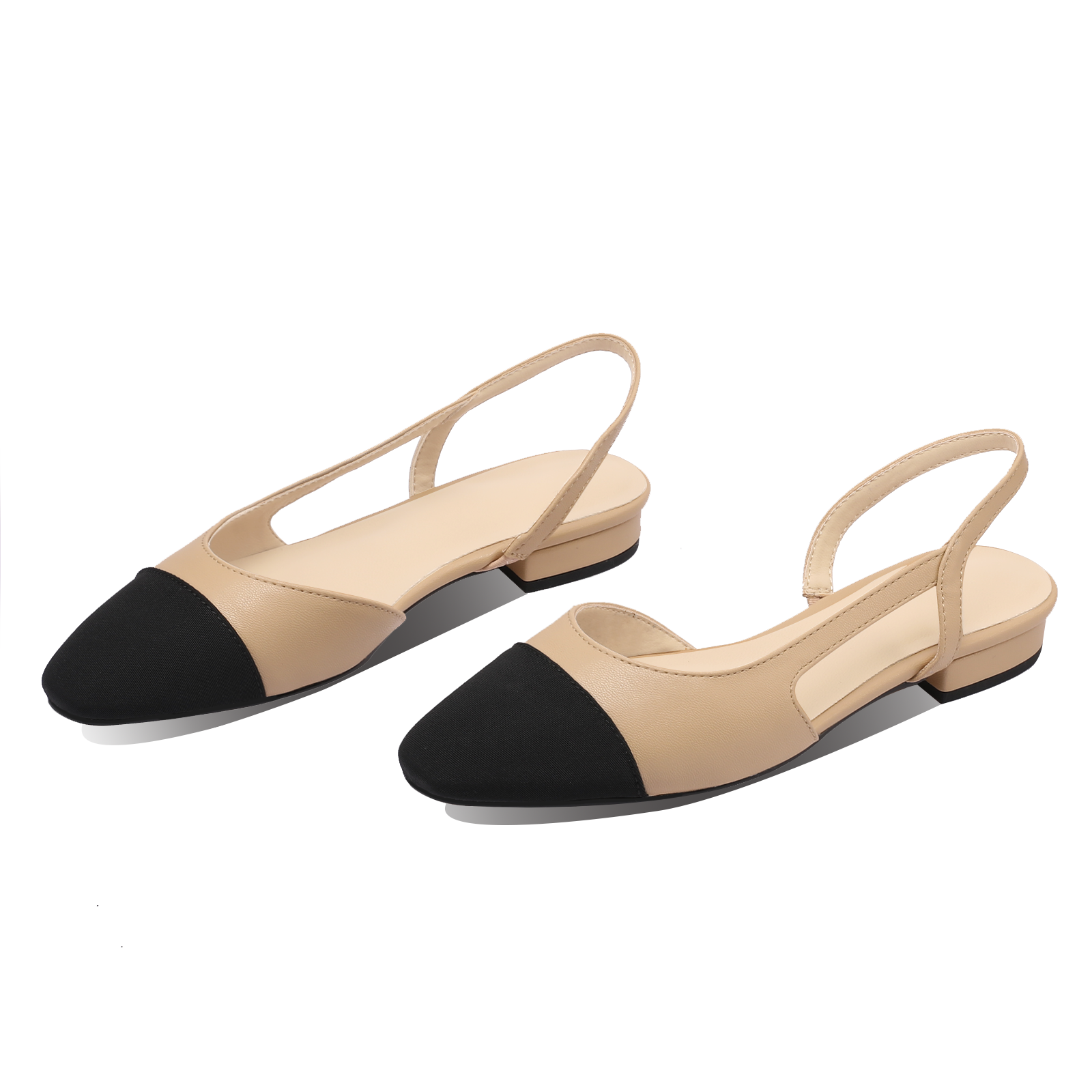  PARARICA Cap Toe Sandals Leather for Women, Two Tone Closed  Toed Slingback Slip On Low Heel Flats | Flats