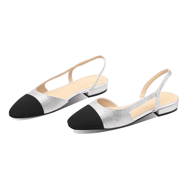 MiraAzzurra Shoes | 2 Tones Slingback Flat Rhinestone - Silver