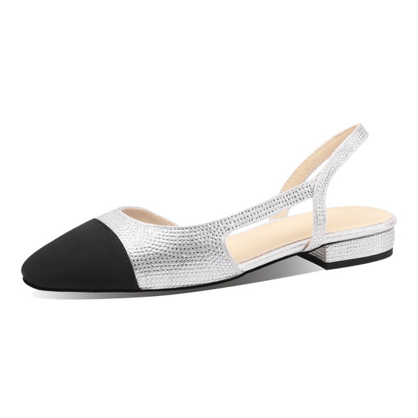 MiraAzzurra Shoes | 2 Tones Slingback Flat Rhinestone