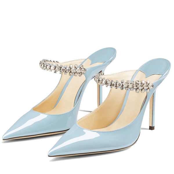MiraAzzurra Shoes | Crystal Arch Strap Mules 100 - Blue
