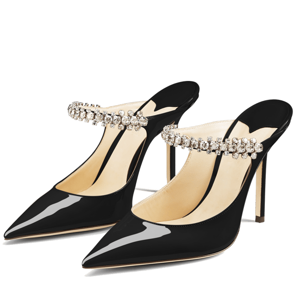 MiraAzzurra Shoes | Crystal Arch Strap Mules 100 - Black