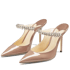 Crystal Arch Strap Mules - Nude