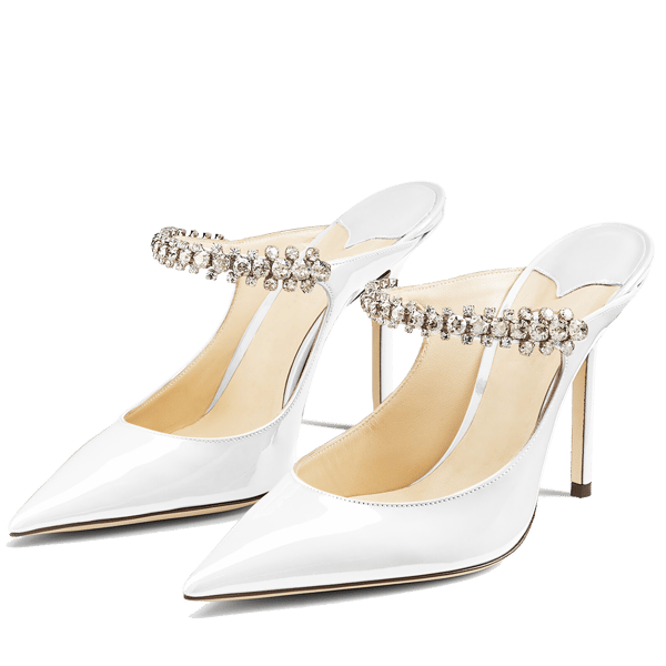 MiraAzzurra Shoes | Crystal Arch Strap Mules 100 - White