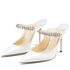 Crystal Arch Strap Mules - White