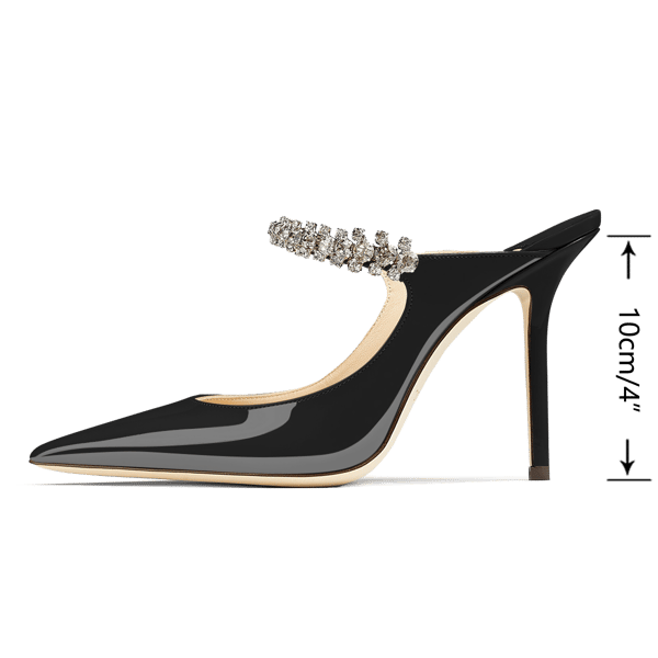 MiraAzzurra Shoes | Crystal Arch Strap Mules 100 - Black