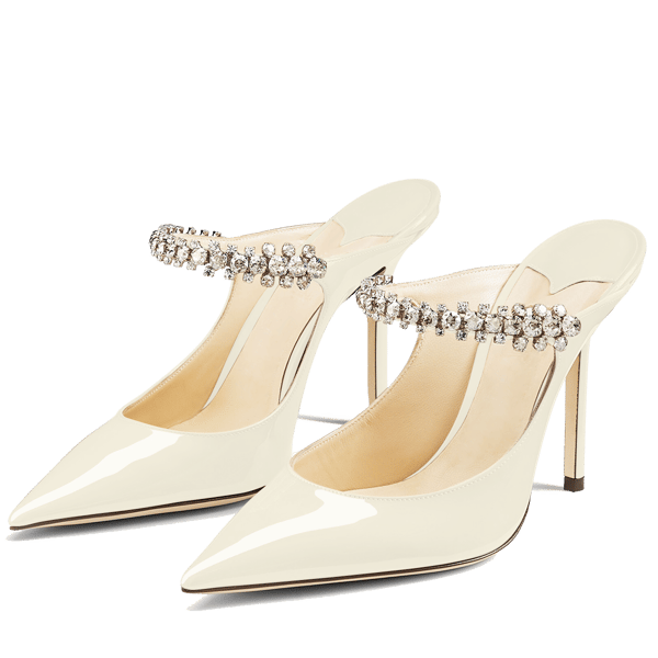 MiraAzzurra Shoes | Crystal Arch Strap Mules 100 - Cream White