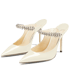 Crystal Arch Strap Mules - CreamWhite