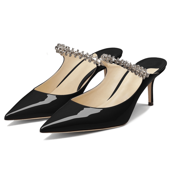 MiraAzzurra Shoes | Crystal Arch Strap Mules 65 - Black