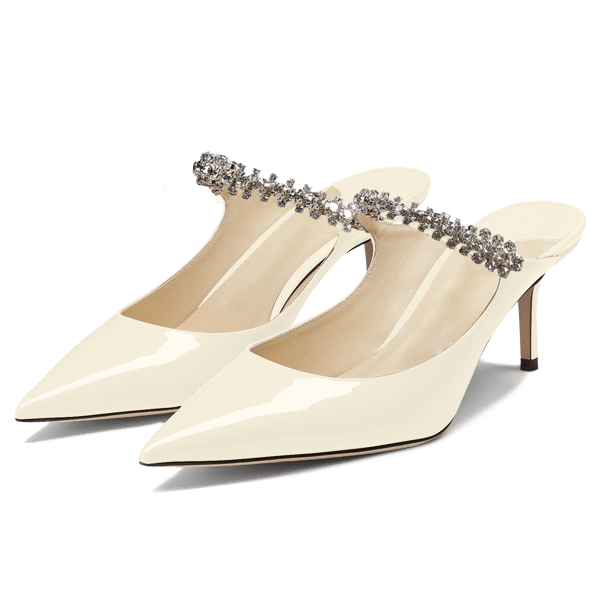 MiraAzzurra Shoes | Crystal Arch Strap Mules 65 - Cream White