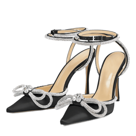 Rhinestone Bow Ankle Strap Sandal