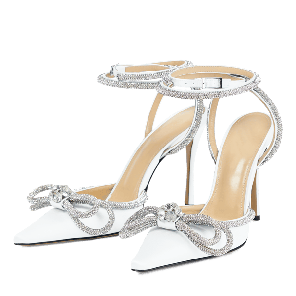 MiraAzzurra Shoes | Rhinestone Bow Ankle Strap Sandal 100 - White