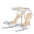 Rhinestone Bow Ankle Strap Sandal - White