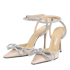 Rhinestone Bow Ankle Strap Sandal - Nude