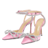 Rhinestone Bow Ankle Strap Sandal - Pink