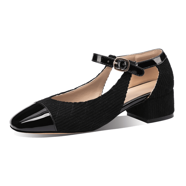 MiraAzzurra Shoes | Ankle Strap 2 Tones Sandal 40 Corduroy - Black