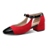 Ankle Strap Two Tones Sandal Corduroy - Red