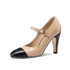 High Heel 2 Tones Maryjane Pumps 90 - Nude
