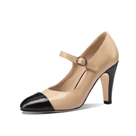 High Heel Two Tones Maryjane Pumps