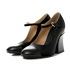 Chunky Heel Two Tones Maryjane Pumps - Black