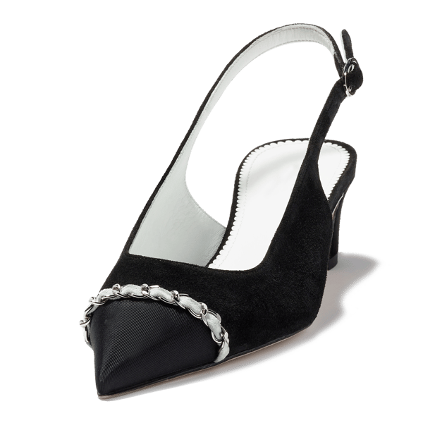 MiraAzzurra Shoes | Chain Embellished 2 Tones Slingback Pumps 45 - Black