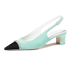 Chain Embellished Two Tones Slingback Pumps - Green