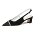 Chain Embellished Two Tones Slingback Pumps - Black