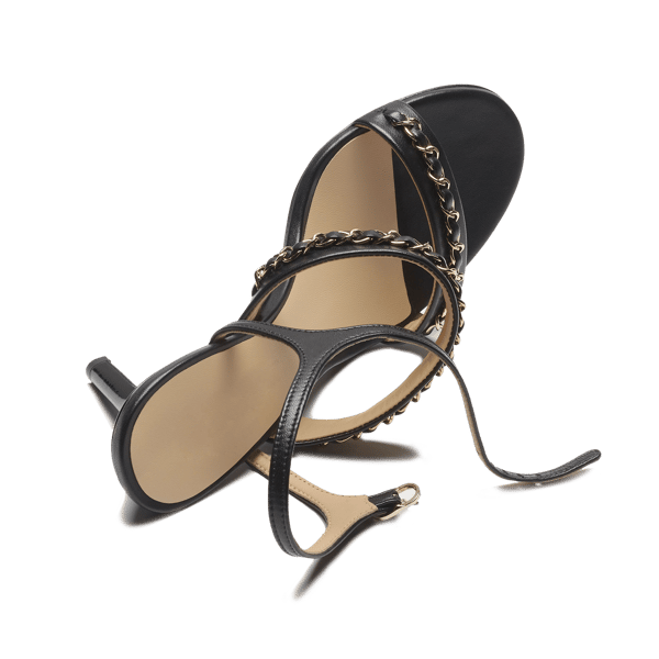 MiraAzzurra Shoes | Chain Embellished Ankle Strap Sandals 85 - Black