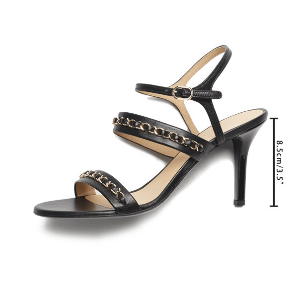 MiraAzzurra Shoes | Chain Embellished Ankle Strap Sandals 85 - Black