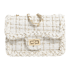 Beige Tweed Crossbody Chain Bags Shoulder Satchel Purses - white