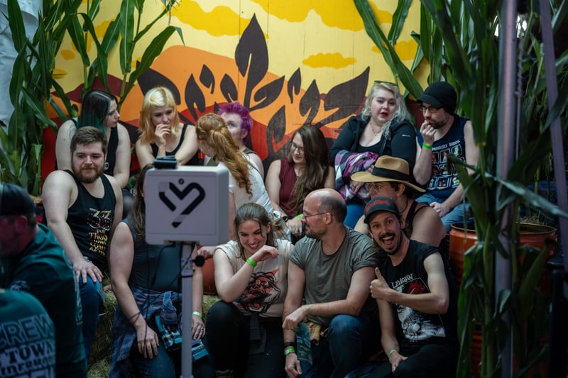 A lively group of attendees at the 2 Towns Ciderhouse Harvest Party 2025.