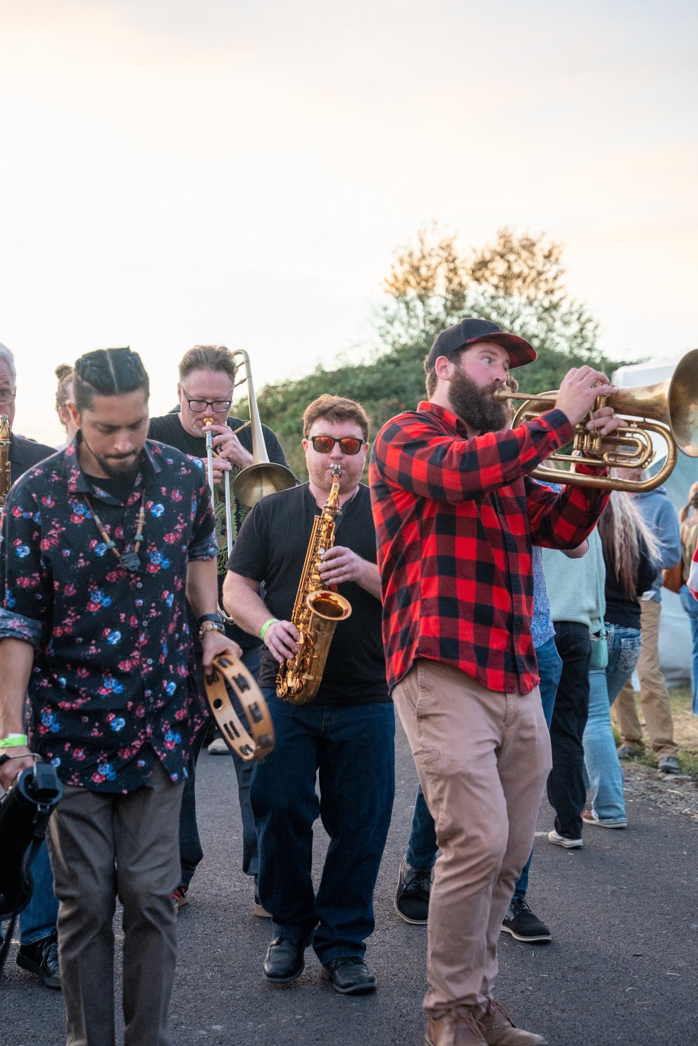 A brass band performing at Harvest Party 2024.
