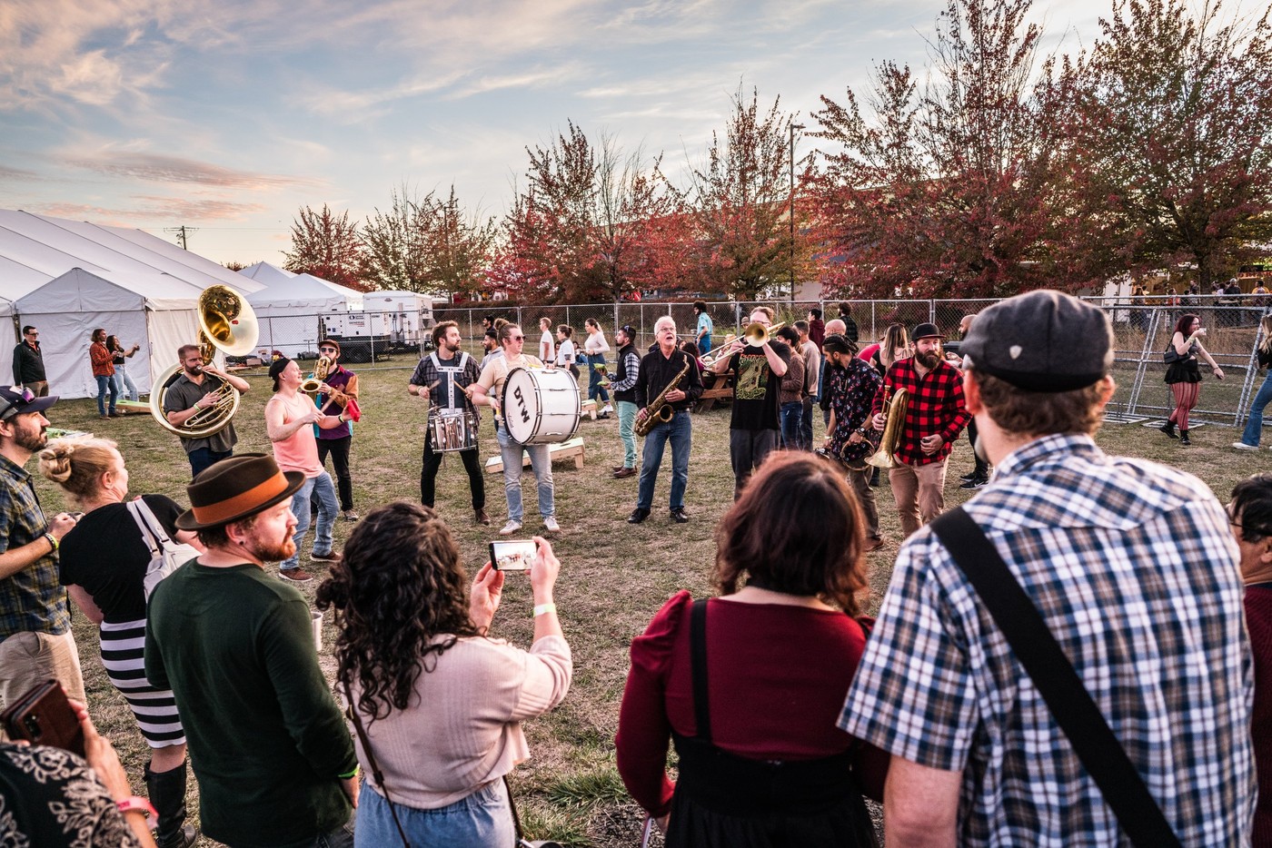 A lively band performing at Harvest Party 2024.