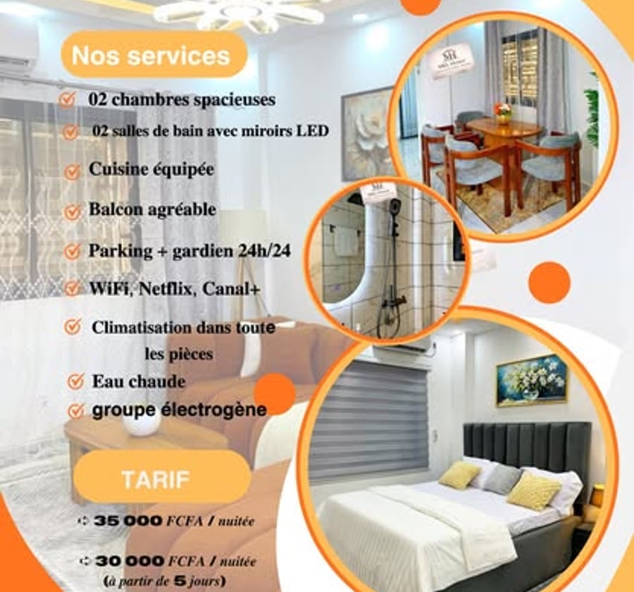 Appartement meublé 2 chambres - Bonamoussadi, Douala
