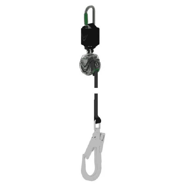 MSA - V-Edge Mini PFL Web Single-Leg, Aluminium Triple-Lock Carabiner (Top), Swivel Scaffold Hook (End), 1.8m - 63061-00AEU