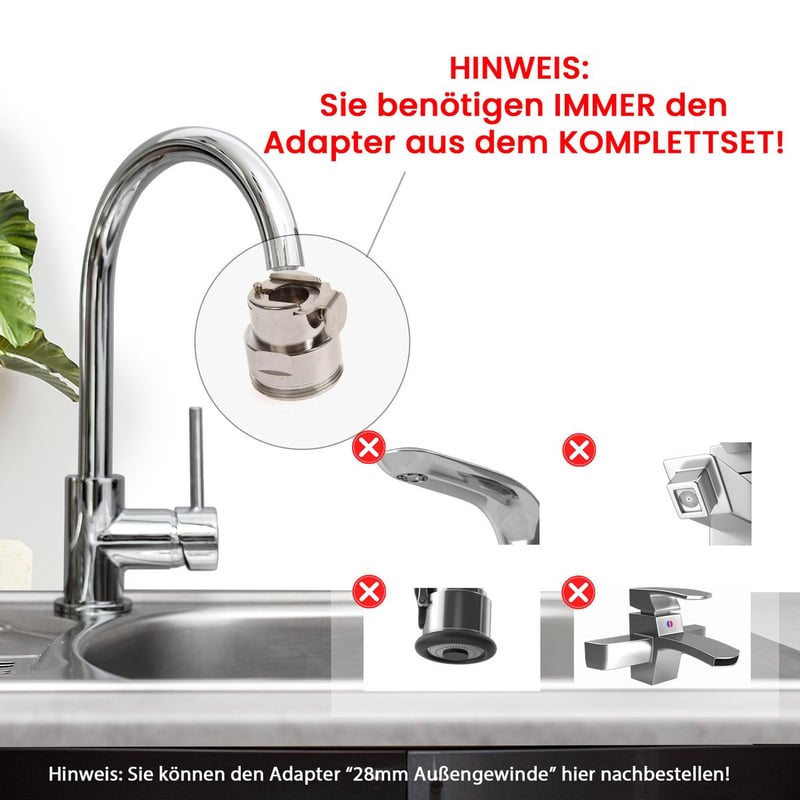 Der Adapter aus dem Komplettset wird immer benötigt
