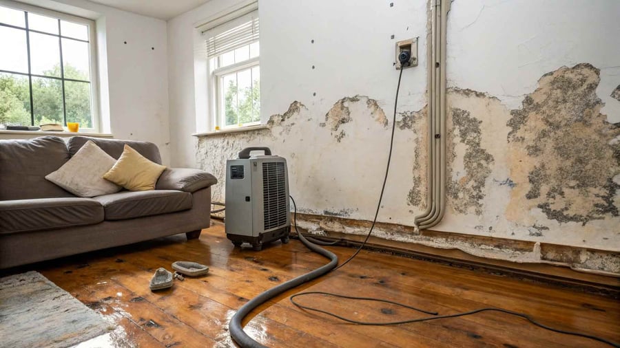 Trocknungsgerät in einem Raum mit Schimmelbefall