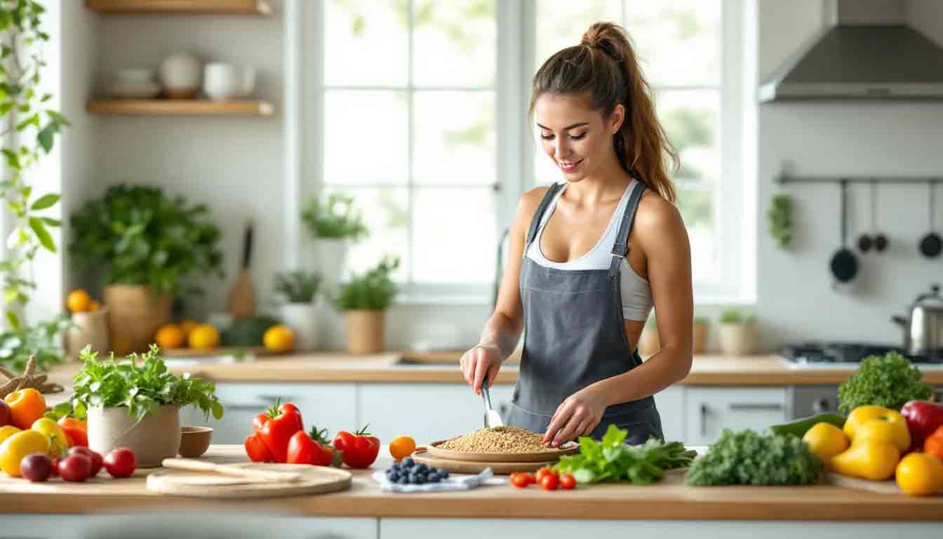 Frau bereitet Essen zu glutenfrei