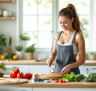 Frau bereitet Essen zu glutenfrei
